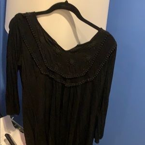 Black blouse with floral embellish